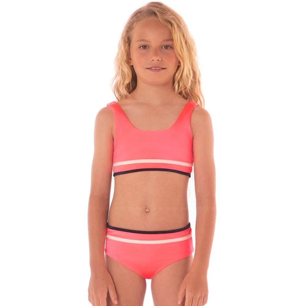 MAAJI Girl's Reversible Retro Bikini Two Piece Set Size 8 Pink Multi Printed NWT